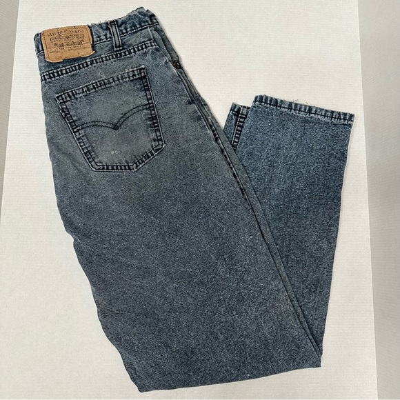Levi’s 550 90’s Baggy Jeans 35x32 Blue Tabs Dark Wash Denim Grunge Streetwear - Picture 10 of 12